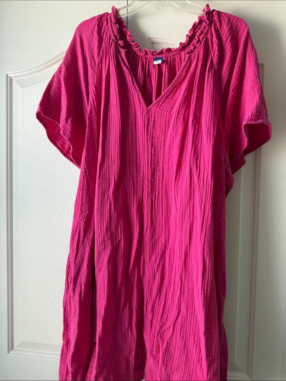 Old Navy Hot Pink V-Neck Gauze Tunic